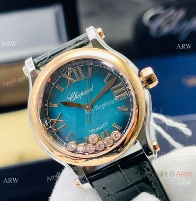 YF Factory Chopard Happy Sport 2892-2 Copy Watch Blue Dial 7 Floating Diamonds